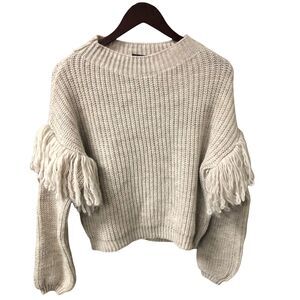Maison Pholya Women’s crewneck size Medium sweater Beige Wool Blend sweater